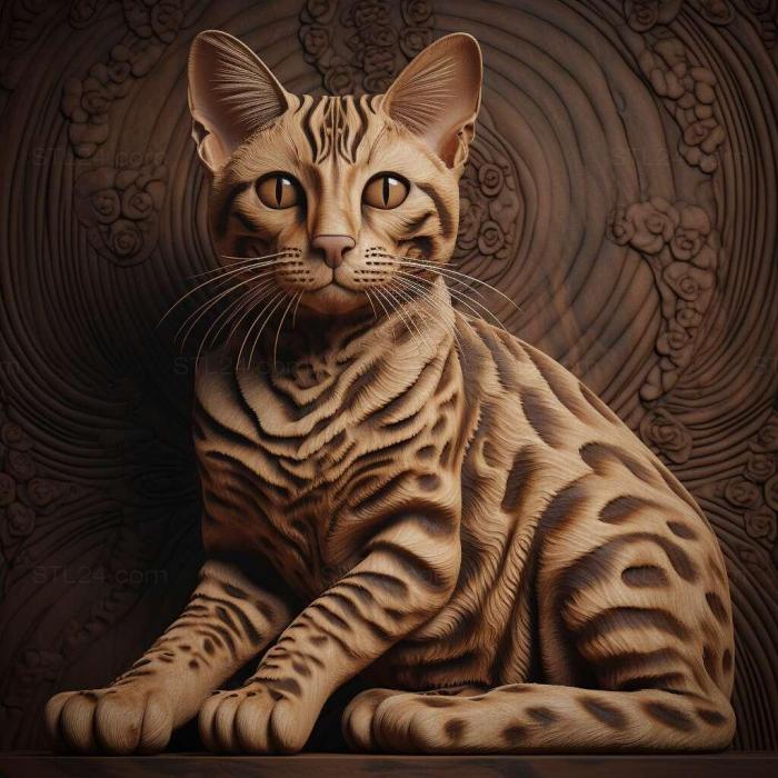 Nature and animals (Bengal cat 1, NATURE_5381) 3D models for cnc